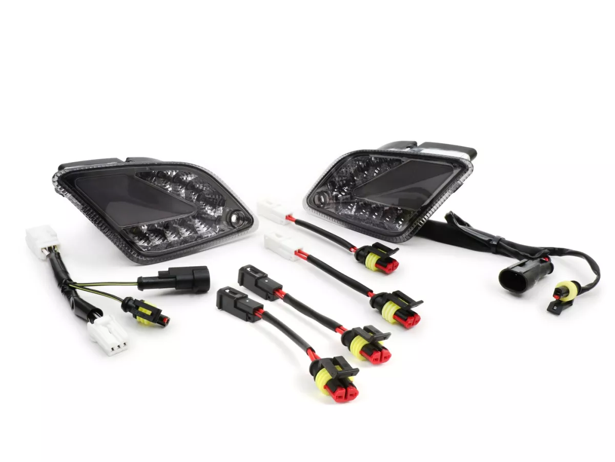 Set indicatori di direzione posteriori -MOTO NOSTRA (fino al 2014) luce di marcia dinamica a LED, con luce di posizione (E-mark)- Vespa GT, GTL, GTV, GTS 125-300 - fumé