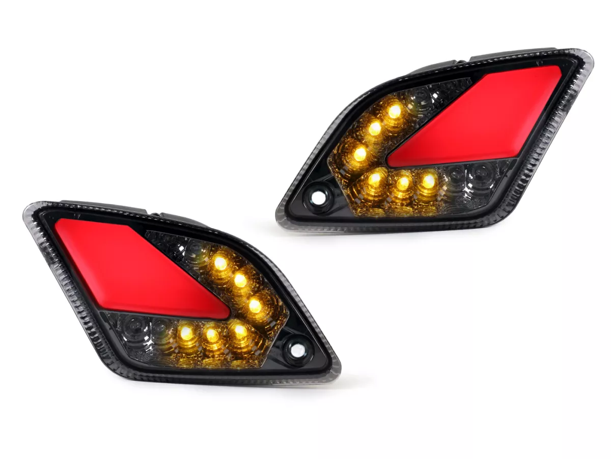 Set indicatori di direzione posteriori -MOTO NOSTRA (2014-2018) luce di marcia dinamica a LED, con luce di posizione (E-mark)- Vespa GT, GTL, GTV, GTS 125-300 - fumé