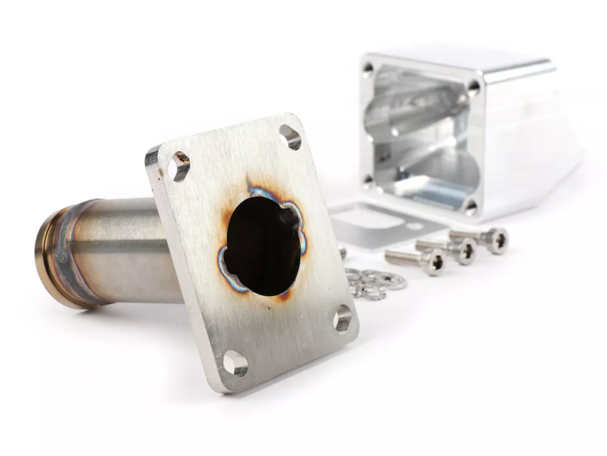 Colector de admisión - Colector de admisión de diafragma -MRP para diafragma RD350 y carburador Ø30mm- Vespa V50, PV125, ET3, PK S, PK XL, PK XL2. ETS - AW=35mm - adecuado para cárteres de motor Smallframe de 2 y 3 orificios