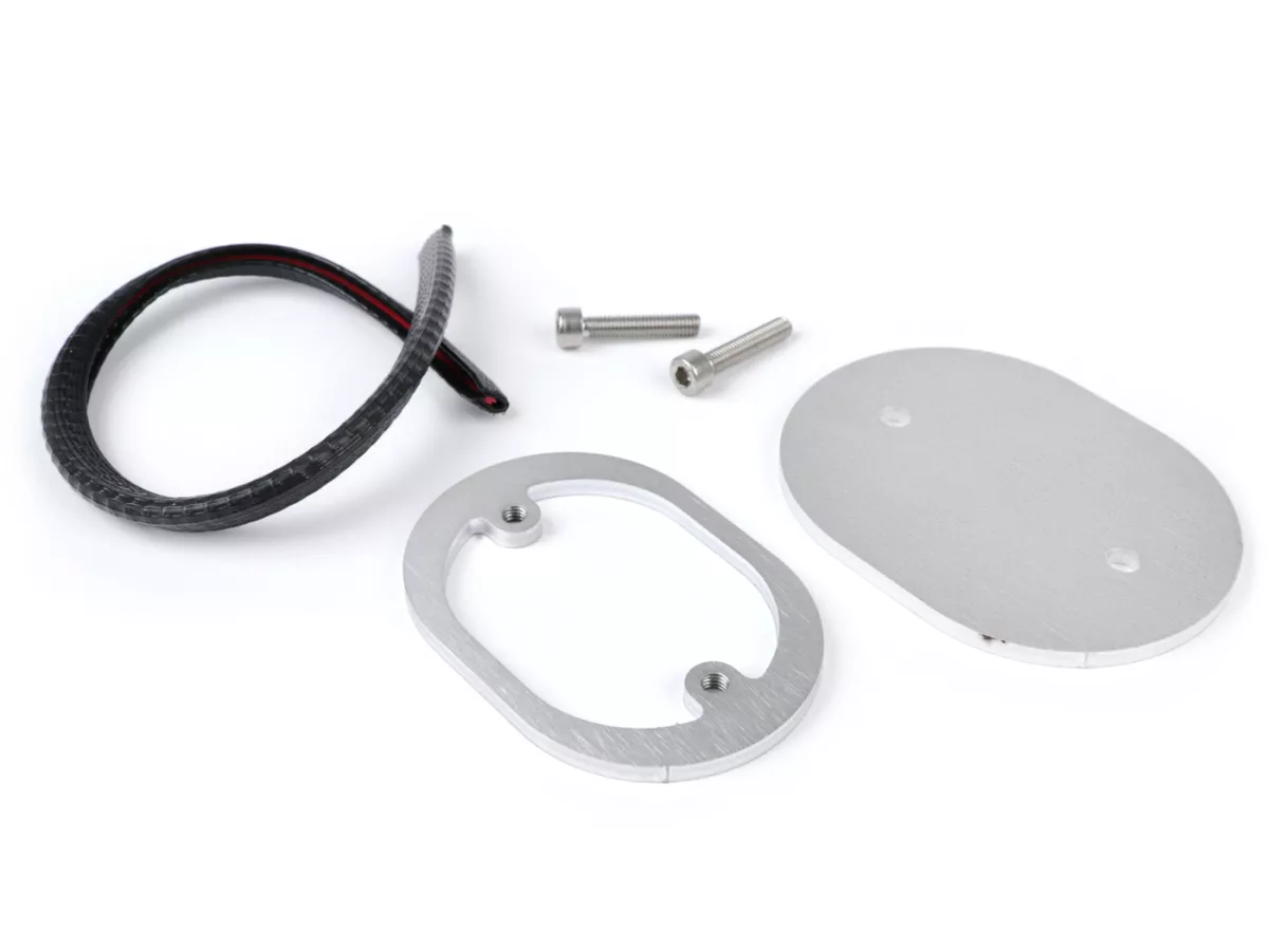 Abdeckblech für Rahmenöffnung Ansaugloch -MRP- Vespa PX, T5, Sprint, Rally, GT, GTR, GL150, Super, VNA, VNB, VBA, VBB
