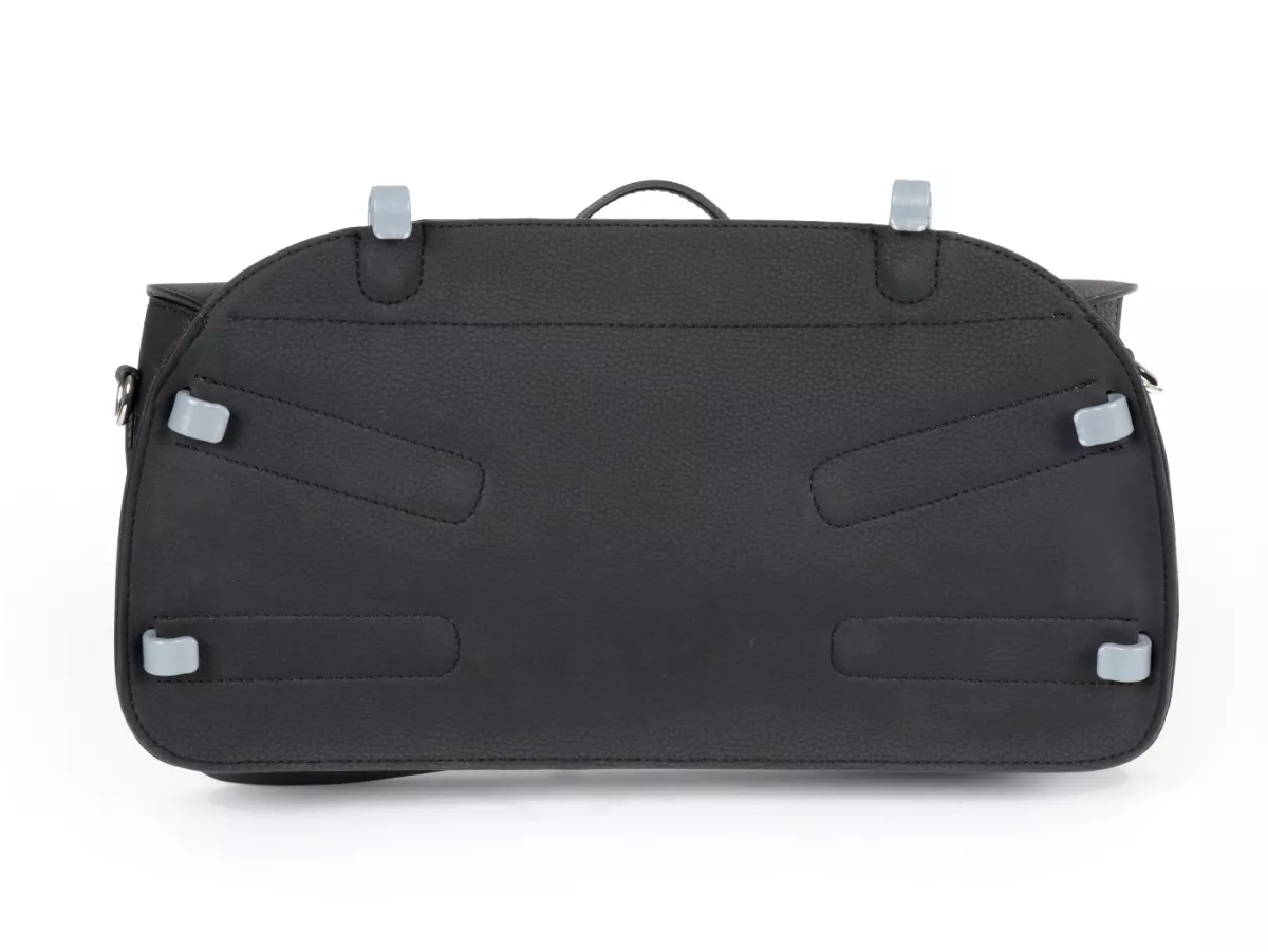 Borsa paragambe, in pelle, esterna, nera -M&R, Made in Italy- Vespa V50, PV125, ET3
