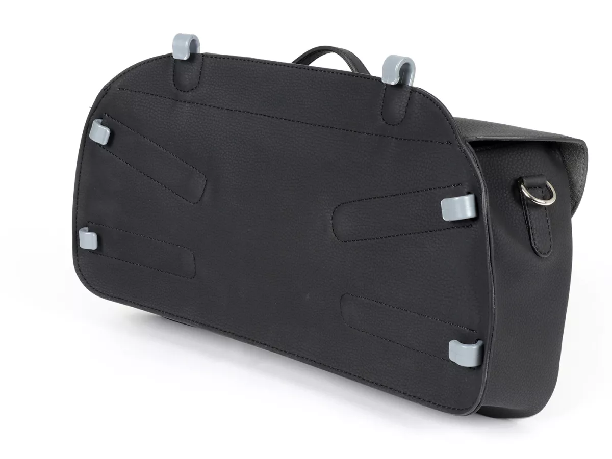Borsa paragambe, in pelle, esterna, nera -M&R, Made in Italy- Vespa V50, PV125, ET3