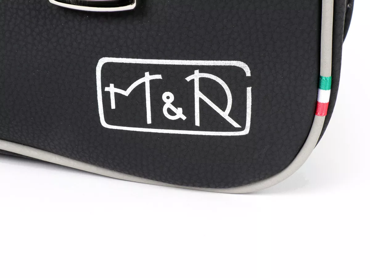 Borsa paragambe, in pelle, esterna, nera -M&R, Made in Italy- Vespa V50, PV125, ET3