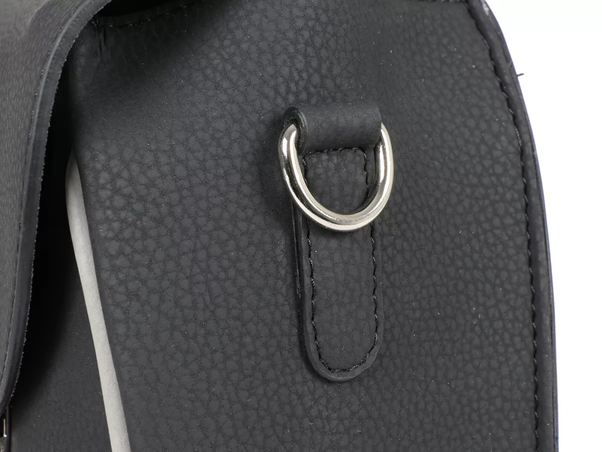 Borsa paragambe, in pelle, esterna, nera -M&R, Made in Italy- Vespa V50, PV125, ET3