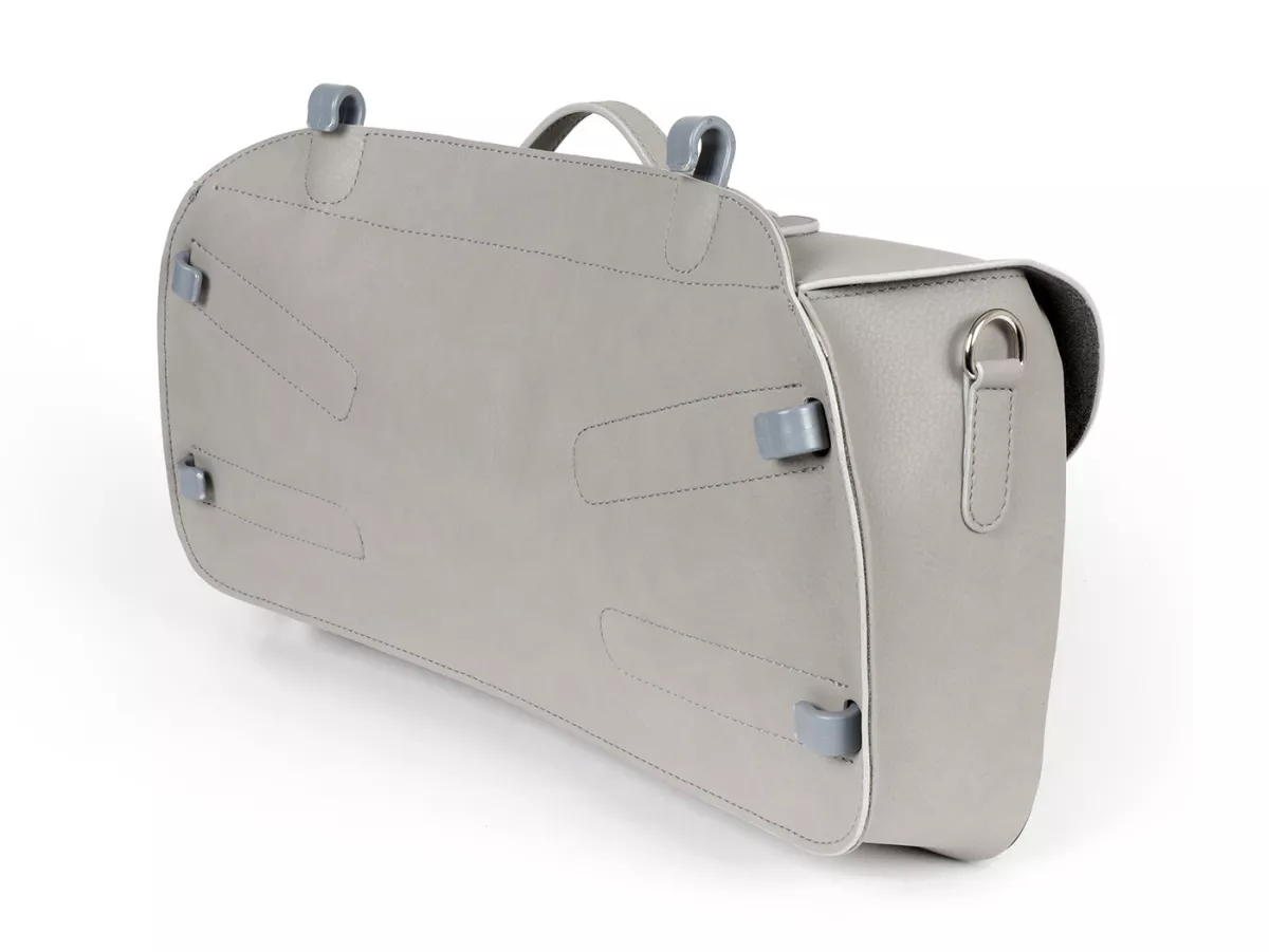 Beenschild tas, leer, buiten, grijs -M&R, Made in Italy- Vespa V50, PV125, ET3