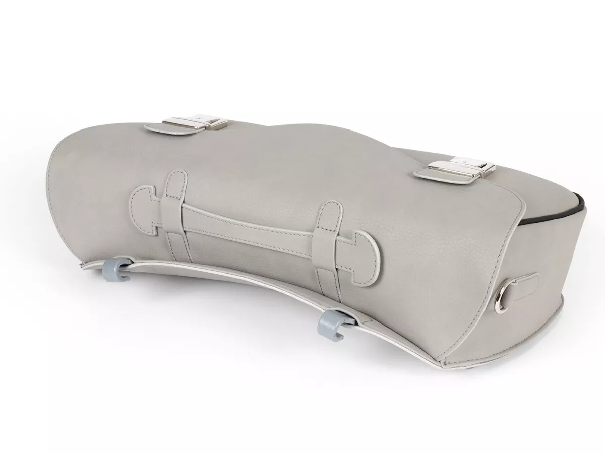 Beenschild tas, leer, buiten, grijs -M&R, Made in Italy- Vespa V50, PV125, ET3