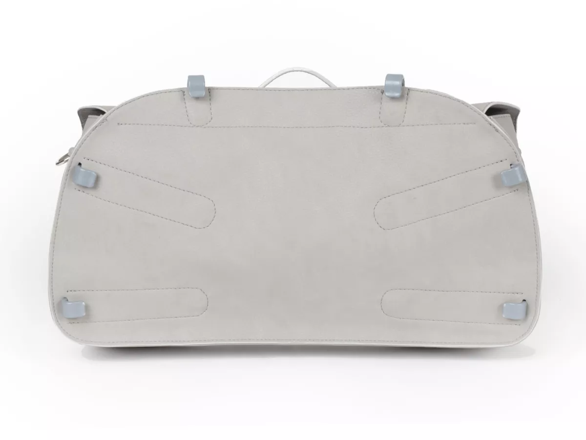 Bolsa cubrepiernas, cuero, exterior, gris -M&R, Made in Italy- Vespa 125 VNA, VNB, Vespa 150 VBA, VBB, Vespa 150 T4 (VGLA, VGLB)