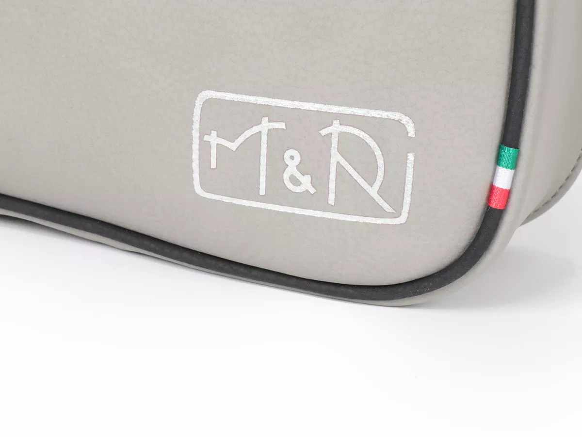 Bolsa cubrepiernas, cuero, exterior, gris -M&R, Made in Italy- Vespa 125 VNA, VNB, Vespa 150 VBA, VBB, Vespa 150 T4 (VGLA, VGLB)