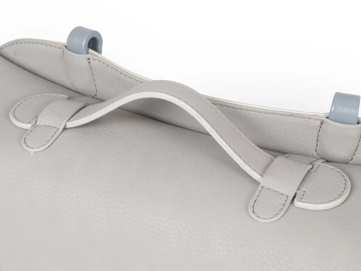 Bolsa cubrepiernas, cuero, exterior, gris -M&R, Made in Italy- Vespa 125 VNA, VNB, Vespa 150 VBA, VBB, Vespa 150 T4 (VGLA, VGLB)