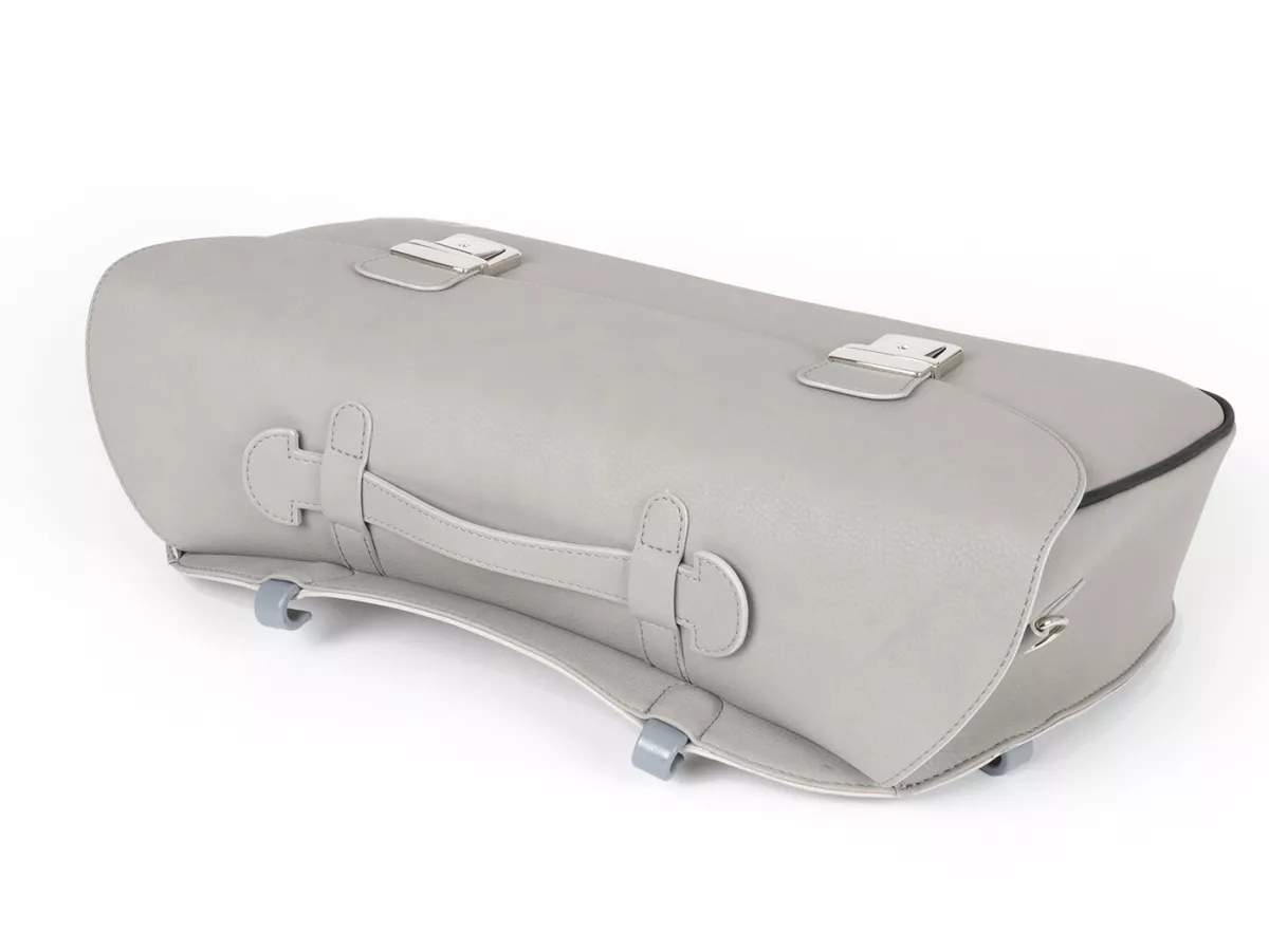 Bolsa cubrepiernas, cuero, exterior, gris -M&R, Made in Italy- Vespa 125 VNA, VNB, Vespa 150 VBA, VBB, Vespa 150 T4 (VGLA, VGLB)