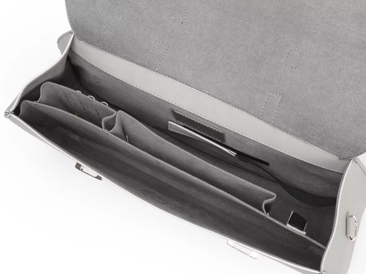 Bolsa cubrepiernas, cuero, exterior, gris -M&R, Made in Italy- Vespa 125 VNA, VNB, Vespa 150 VBA, VBB, Vespa 150 T4 (VGLA, VGLB)
