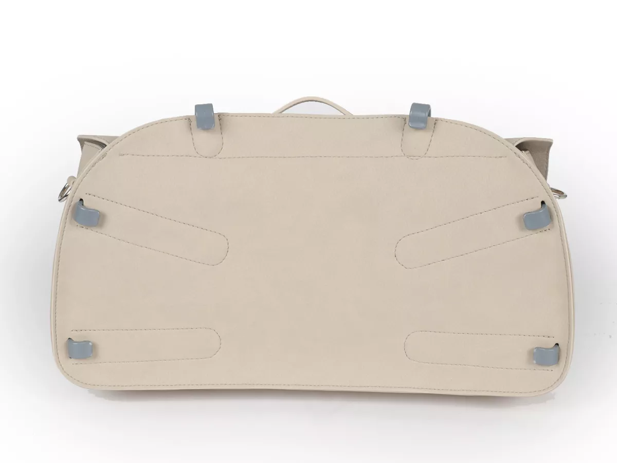 Bolsa cubrepiernas, cuero, exterior, beige -M&R, Made in Italy- Vespa 125 VNA, VNB, Vespa 150 VBA, VBB, Vespa 150 T4 (VGLA, VGLB)