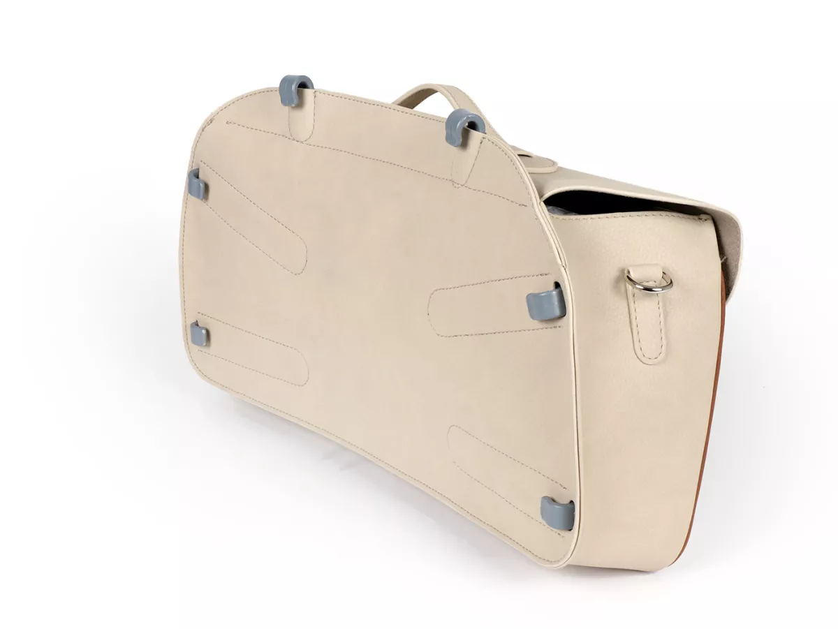Bolsa cubrepiernas, cuero, exterior, beige -M&R, Made in Italy- Vespa 125 VNA, VNB, Vespa 150 VBA, VBB, Vespa 150 T4 (VGLA, VGLB)
