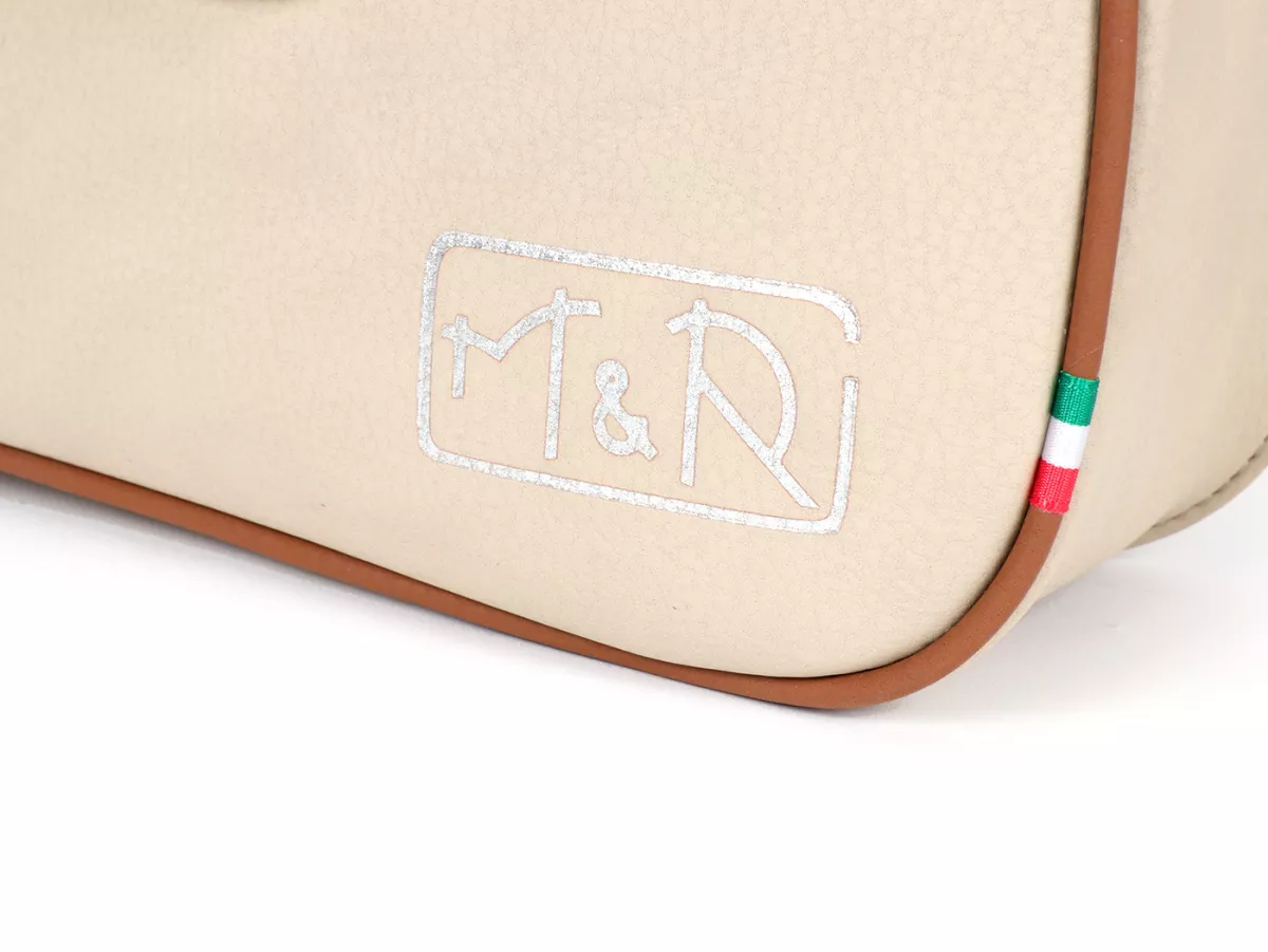 Bolsa cubrepiernas, cuero, exterior, beige -M&R, Made in Italy- Vespa 125 VNA, VNB, Vespa 150 VBA, VBB, Vespa 150 T4 (VGLA, VGLB)