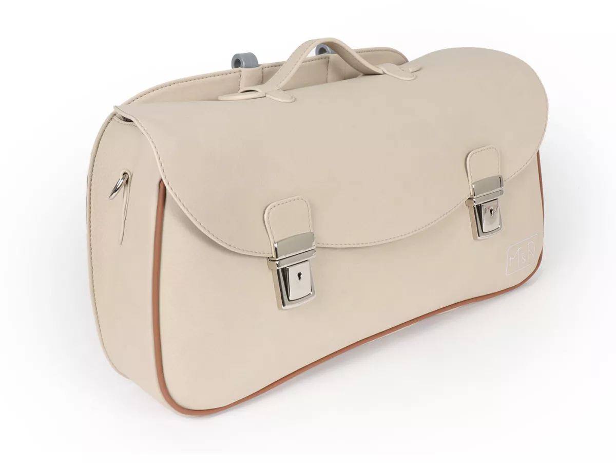 Bolsa cubrepiernas, cuero, exterior, beige -M&R, Made in Italy- Vespa Rally180 (VSD1T), Rally200 (VSE1T), TS125 (VNL3T), Sprint150 (VLB1T), Sprint Veloce, GT125 (VNL2T), GTR125 (VNL2T), Super, SS180 (VSC1T), GL150 (VLA1T)