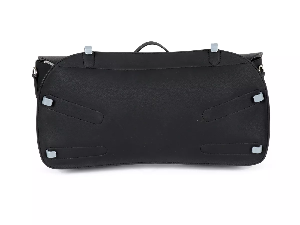 Beenschild tas, leer, buiten, zwart -M&R, Made in Italy- Vespa VM, VN, VL, VB