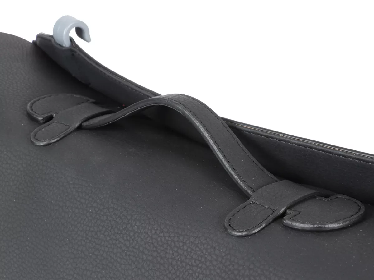 Beenschild tas, leer, buiten, zwart -M&R, Made in Italy- Vespa VM, VN, VL, VB