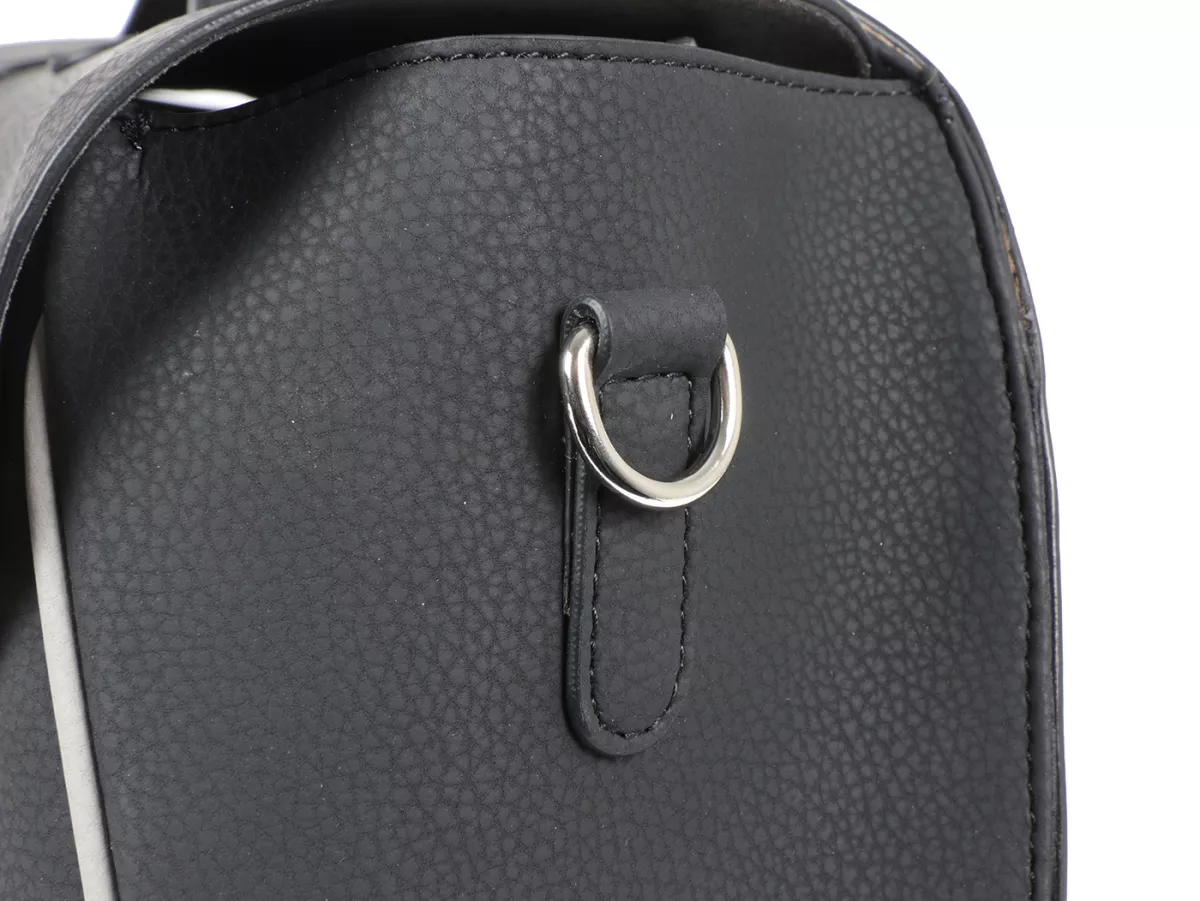Beenschild tas, leer, buiten, zwart -M&R, Made in Italy- Vespa VM, VN, VL, VB