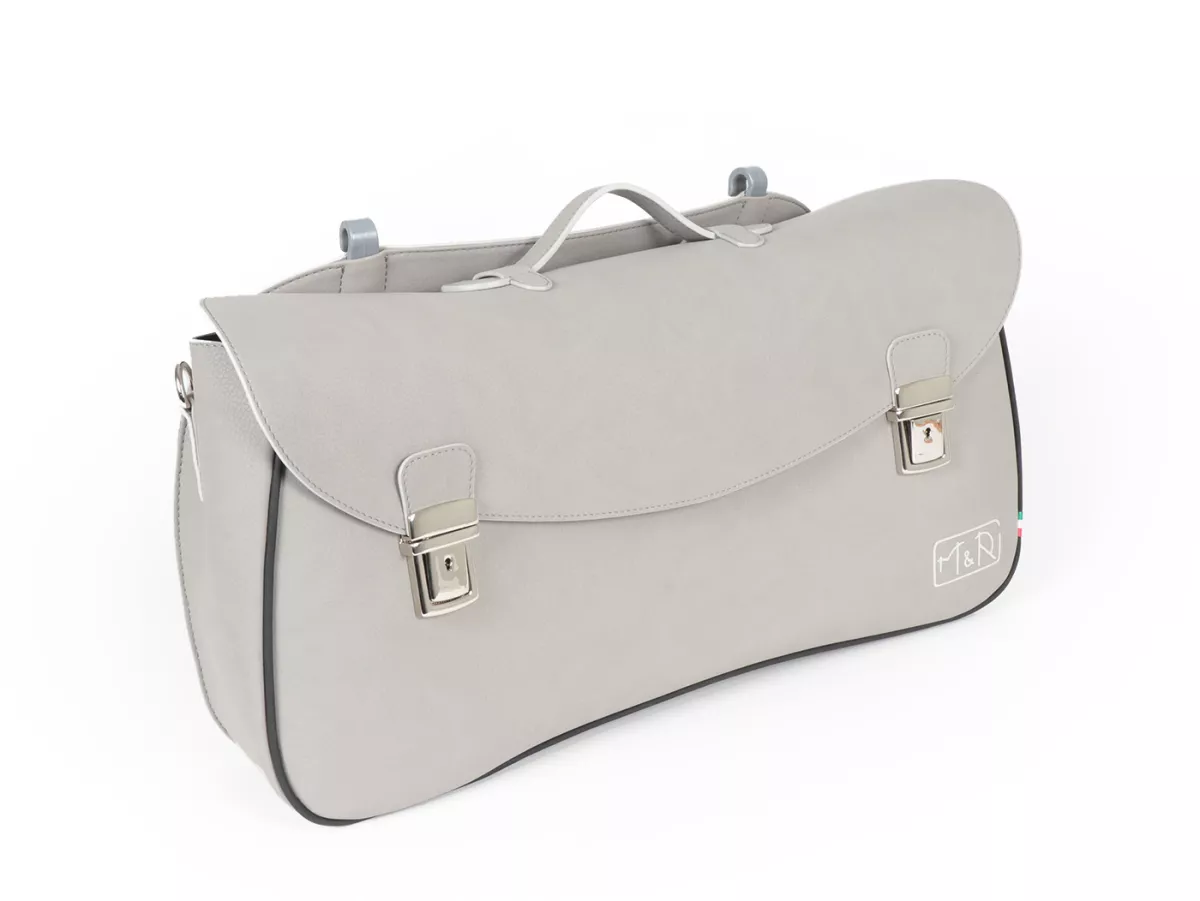 Bolsa cubrepiernas, cuero, exterior, gris -M&R, Made in Italy- Vespa VM, VN, VL, VB