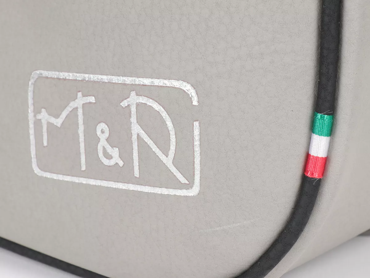 Bolsa cubrepiernas, cuero, exterior, gris -M&R, Made in Italy- Vespa VM, VN, VL, VB