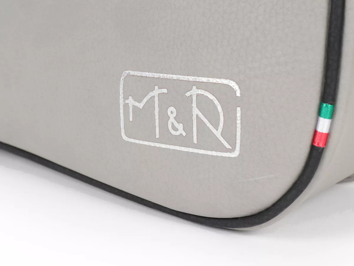 Bolsa cubrepiernas, cuero, exterior, gris -M&R, Made in Italy- Vespa VM, VN, VL, VB