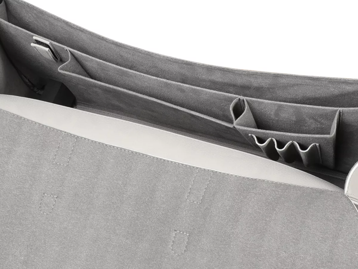Bolsa cubrepiernas, cuero, exterior, gris -M&R, Made in Italy- Vespa VM, VN, VL, VB