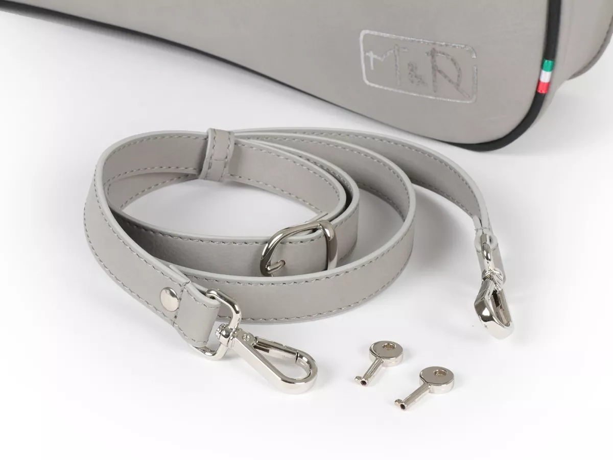 Bolsa cubrepiernas, cuero, exterior, gris -M&R, Made in Italy- Vespa VM, VN, VL, VB