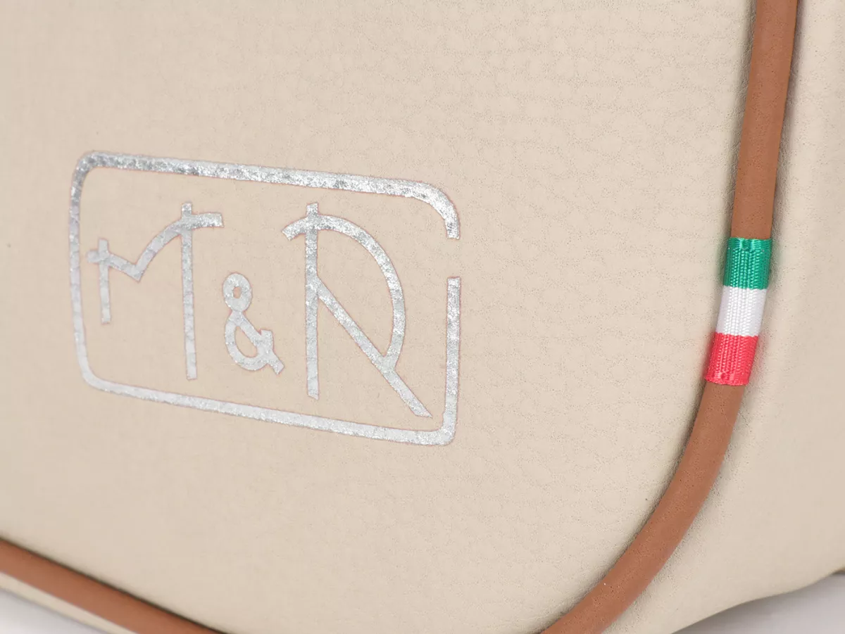 Beenschild tas, leer, buiten, beige -M&R, Made in Italy- Vespa VM, VN, VL, VB