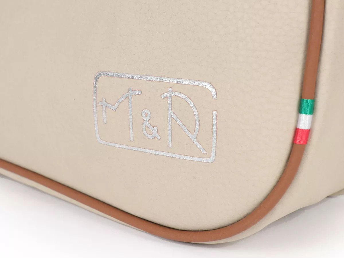 Beenschild tas, leer, buiten, beige -M&R, Made in Italy- Vespa VM, VN, VL, VB