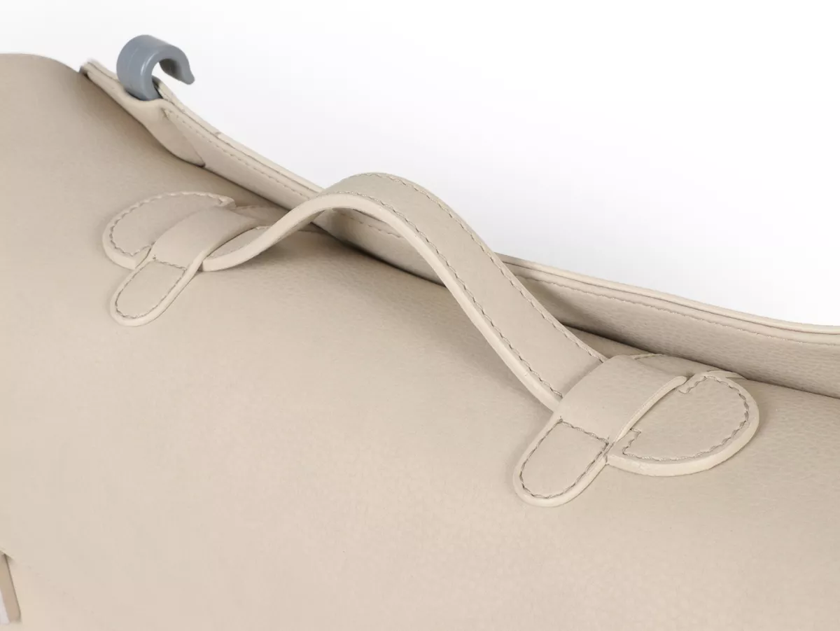 Beenschild tas, leer, buiten, beige -M&R, Made in Italy- Vespa VM, VN, VL, VB