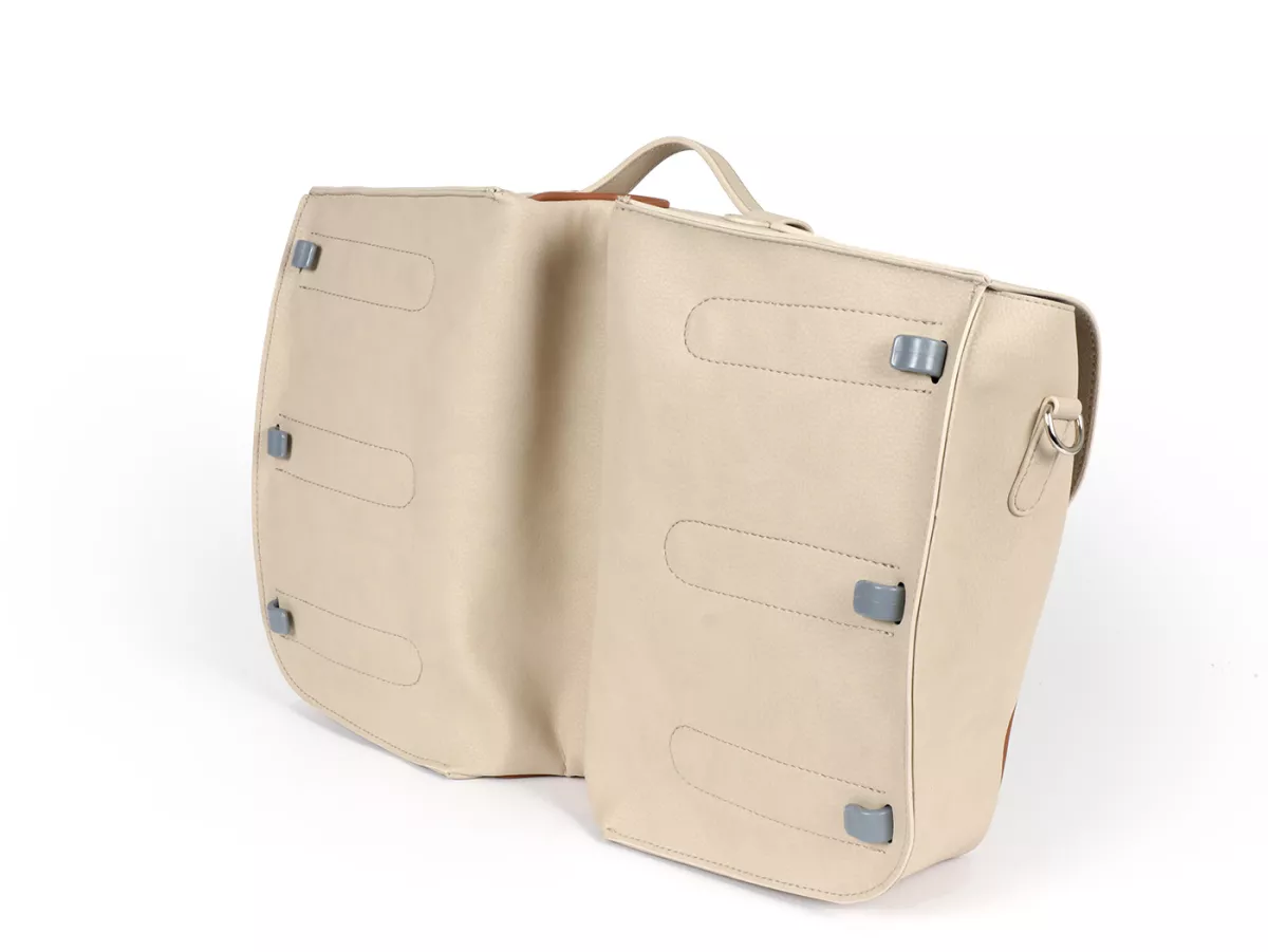Beenschild tas, leer, binnen, beige -M&R, Made in Italy- Vespa VM, VN, VL, VB