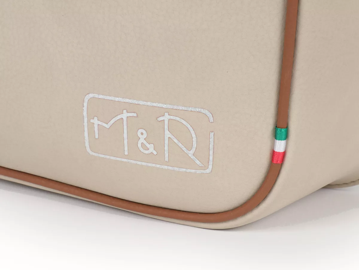 Beenschild tas, leer, binnen, beige -M&R, Made in Italy- Vespa VM, VN, VL, VB