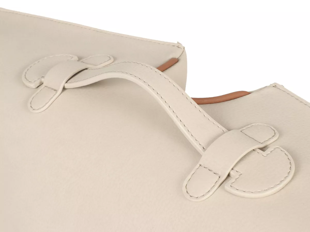 Beenschild tas, leer, binnen, beige -M&R, Made in Italy- Vespa VM, VN, VL, VB