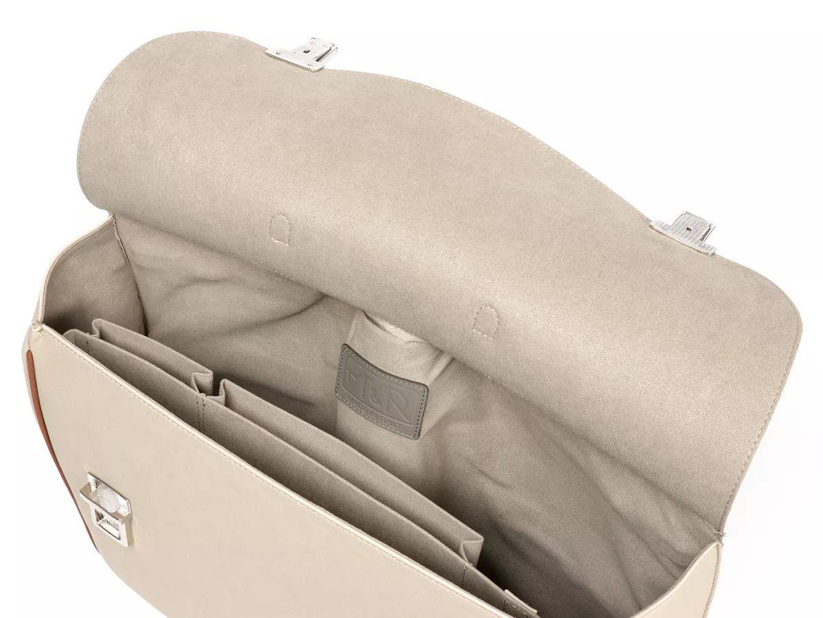 Beenschild tas, leer, binnen, beige -M&R, Made in Italy- Vespa VM, VN, VL, VB