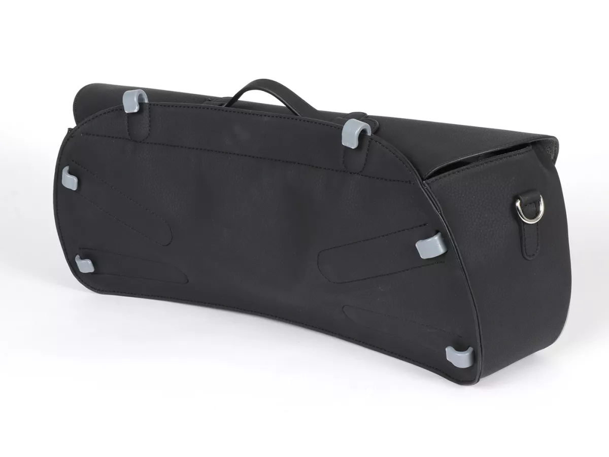Borsa paragambe, in pelle, esterna, nera -M&R, Made in Italy- Vespa PX