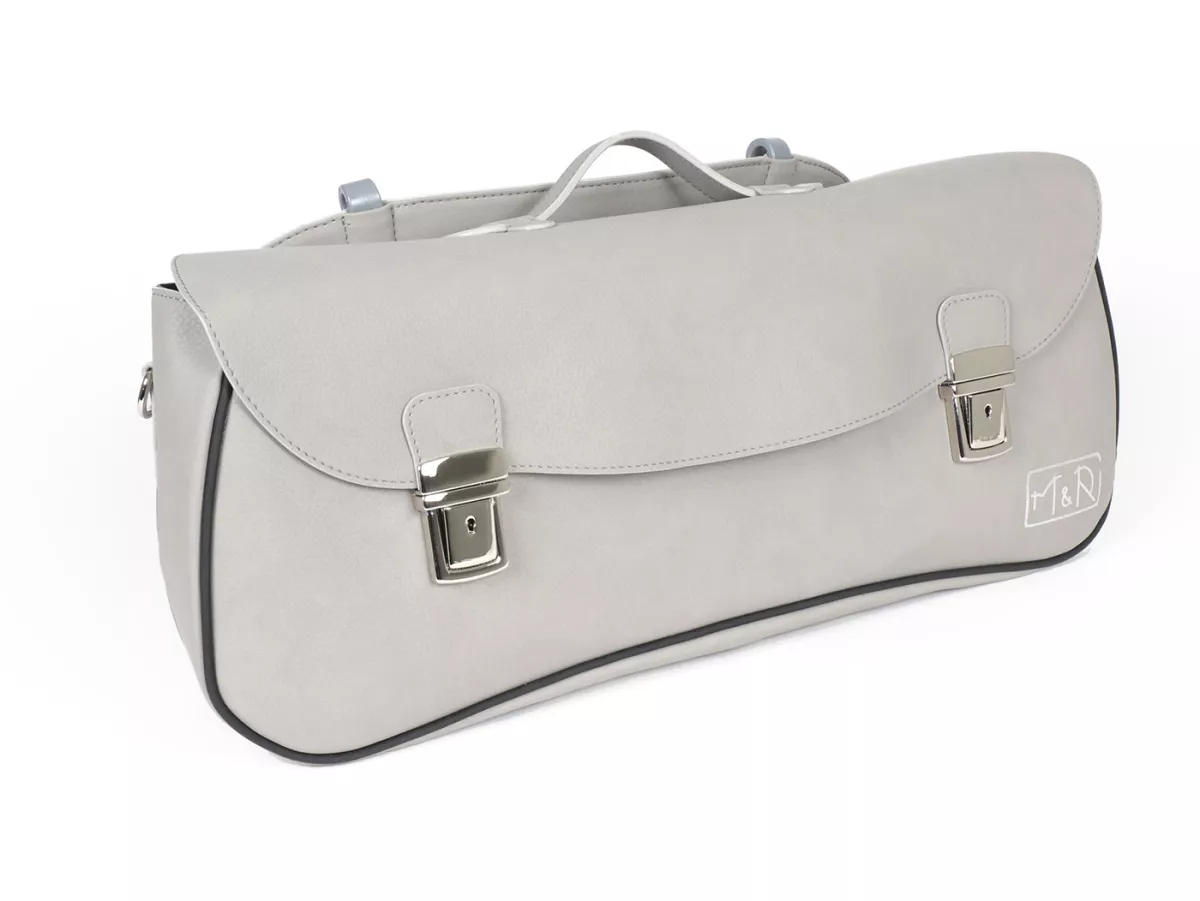 Beenschild tas, leer, buiten, grijs -M&R, Made in Italy- Vespa PX