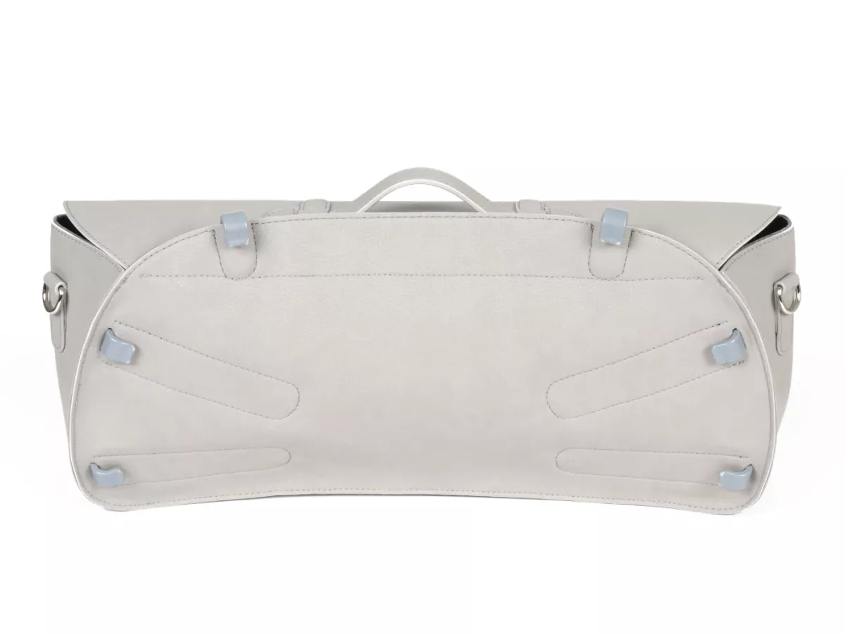 Beenschild tas, leer, buiten, grijs -M&R, Made in Italy- Vespa PX