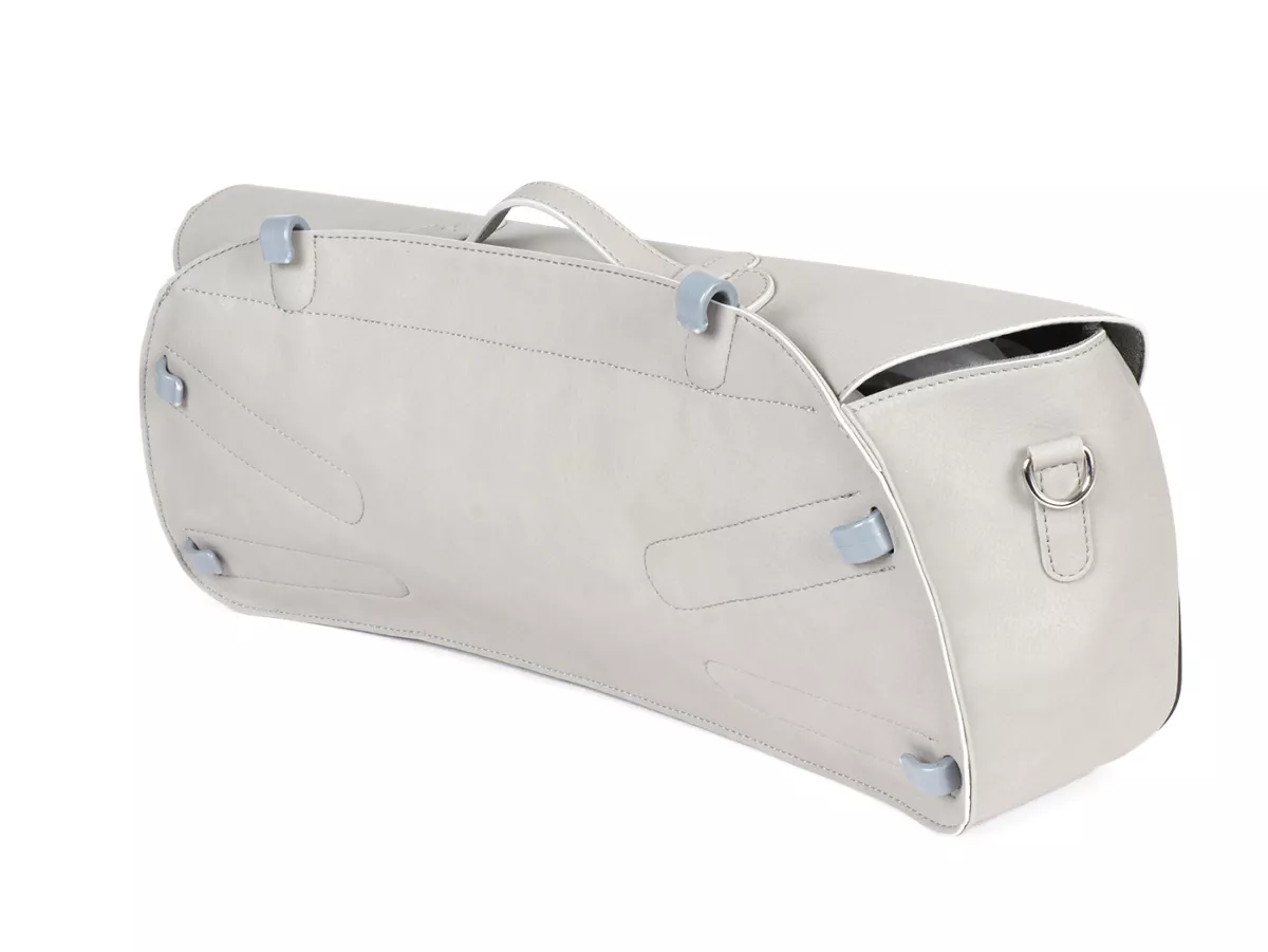 Beenschild tas, leer, buiten, grijs -M&R, Made in Italy- Vespa PX