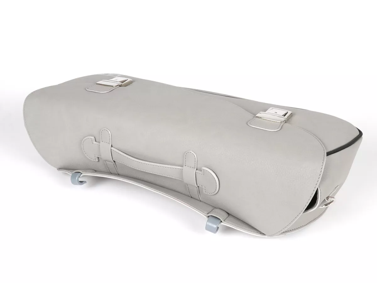 Beenschild tas, leer, buiten, grijs -M&R, Made in Italy- Vespa PX