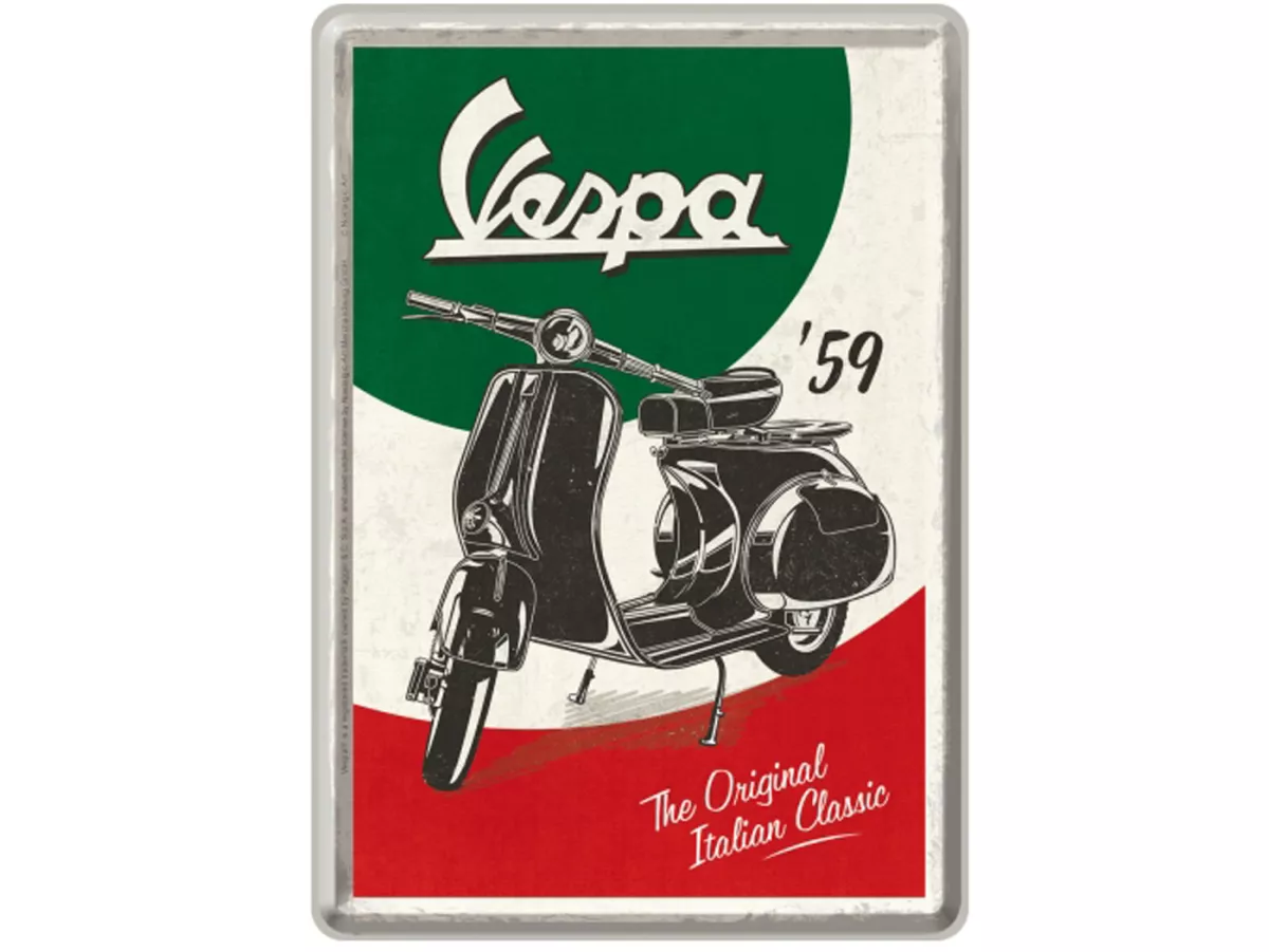 Kartu pos timah -Seni Nostalgia- Vespa, Klasik Italia, 10x14cm