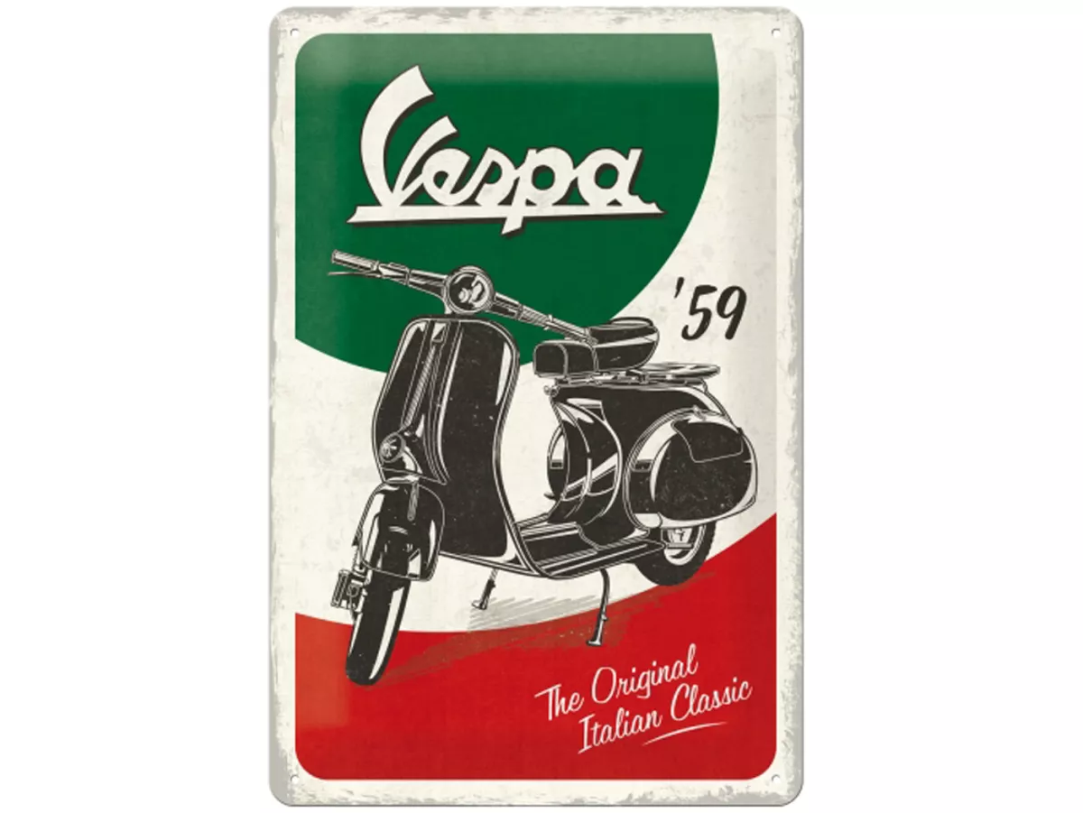 Advertising sign -Nostalgic Art- Vespa, The Italian Classic, 20x30cm