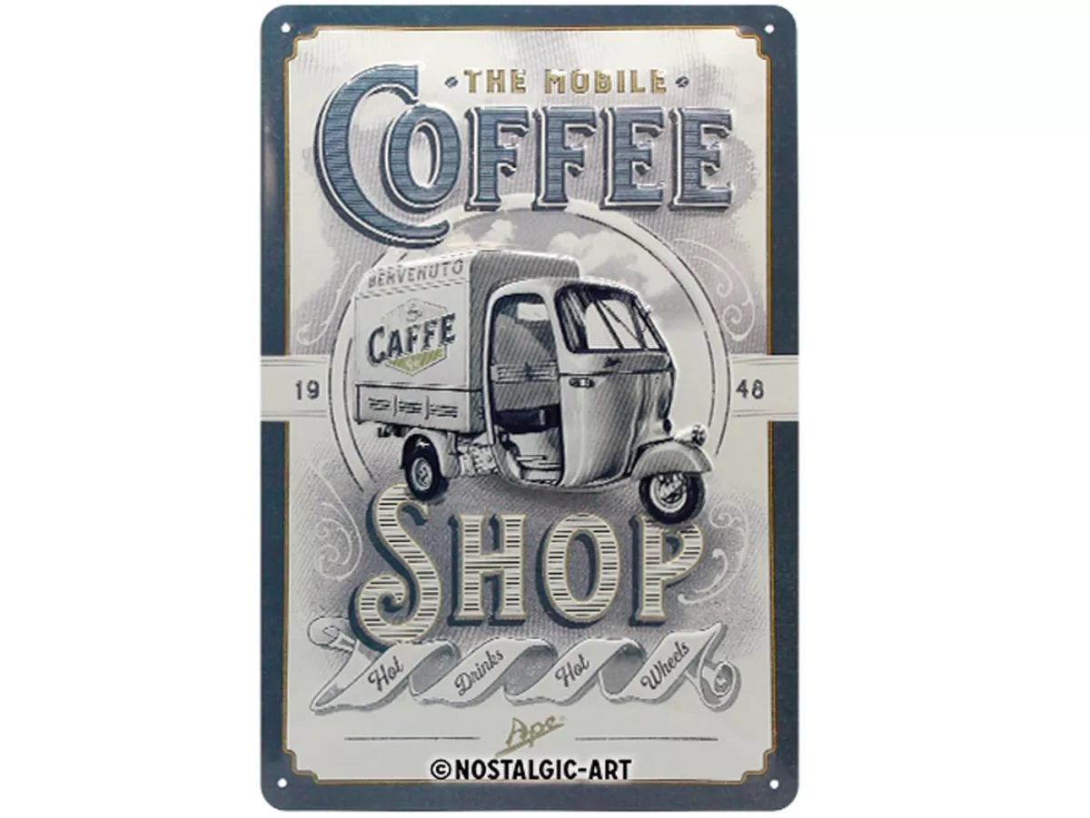 Advertising sign -Nostalgic Art- Ape The mobile Coffee-Shop, 20x30cm