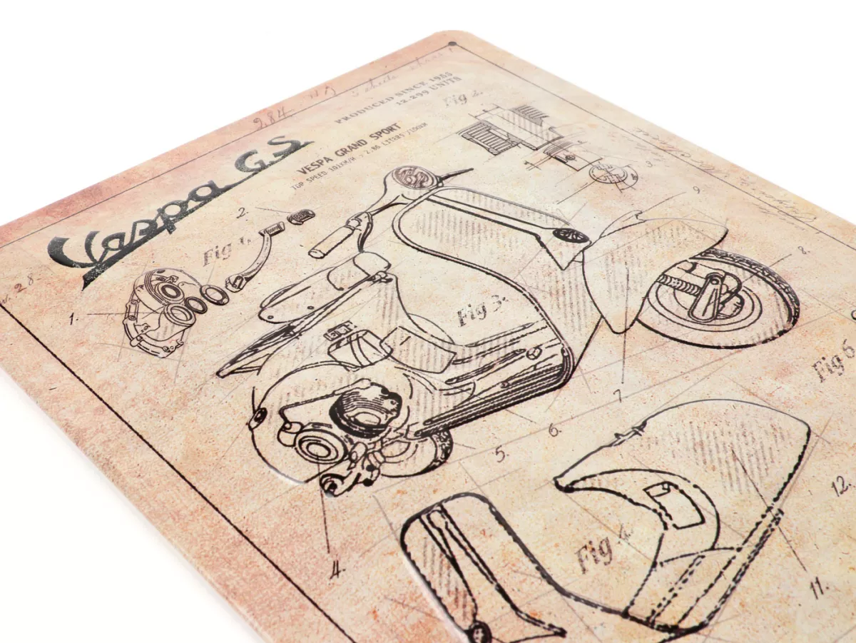 Advertising sign -Nostalgic Art- Vespa Parts Sketches, 20x30cm
