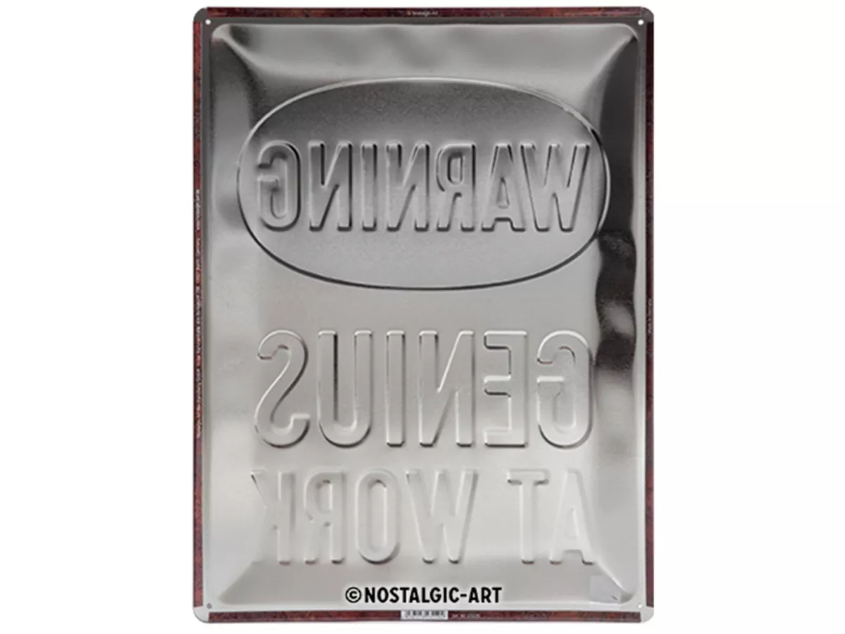 Advertising sign -Nostalgic Art- Genius at Work, 30x40cm