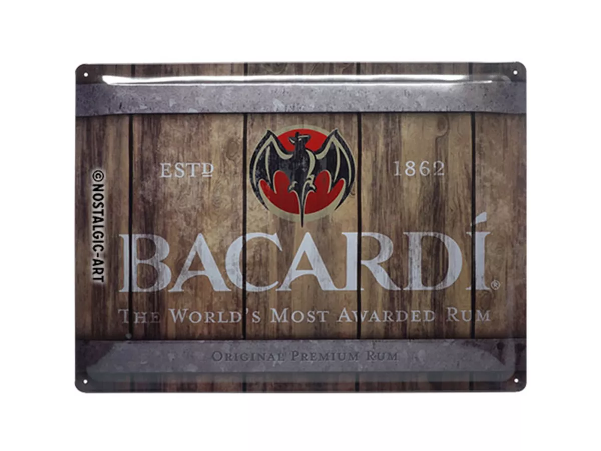 Tanda iklan -Nostalgia Art- Bacardi - Logo Barel Kayu, 30x40cm