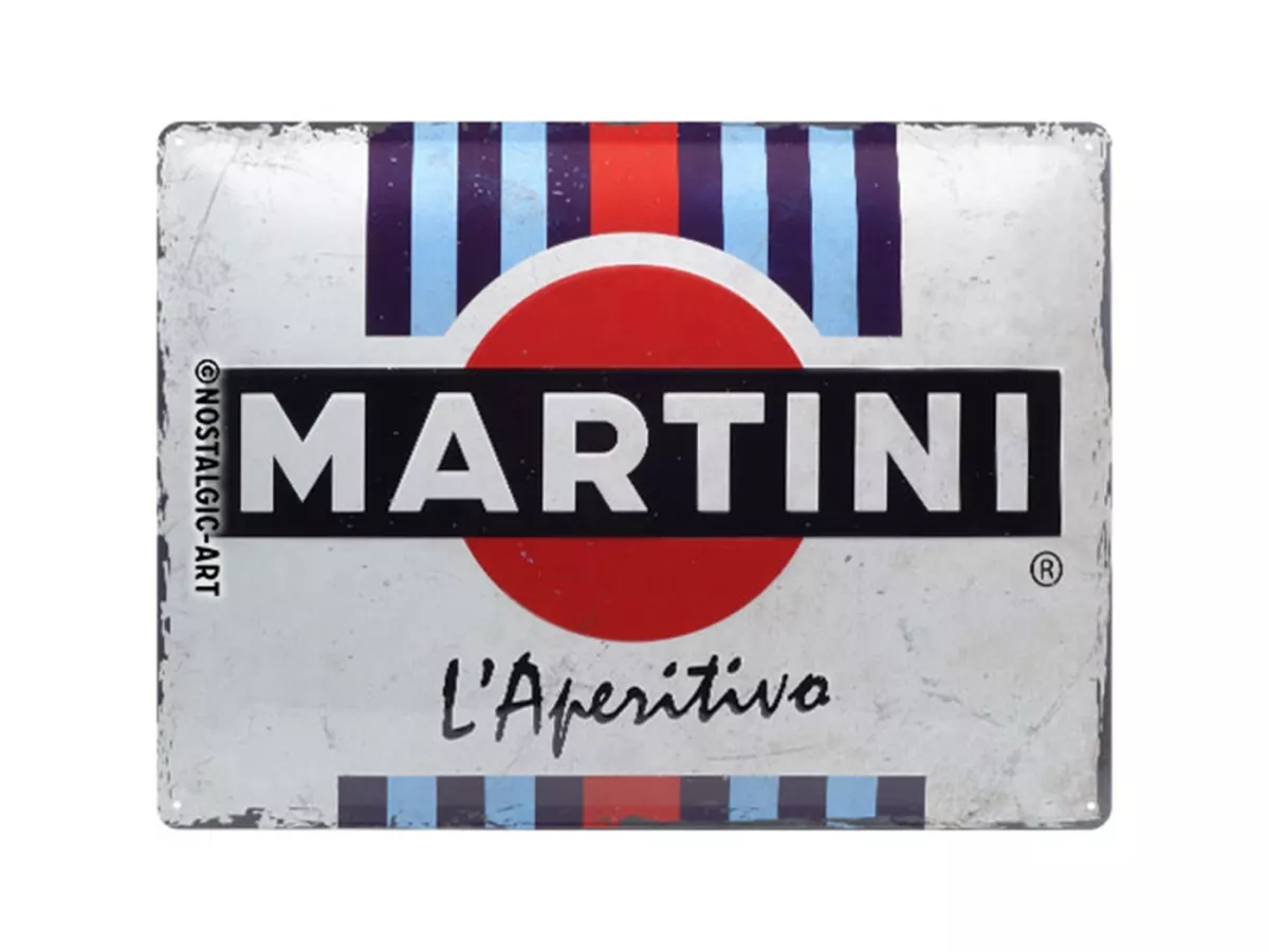 Papan iklan -Nostalgia Art- Martini - L'Aperitivo Racing Stripes, 30x40cm