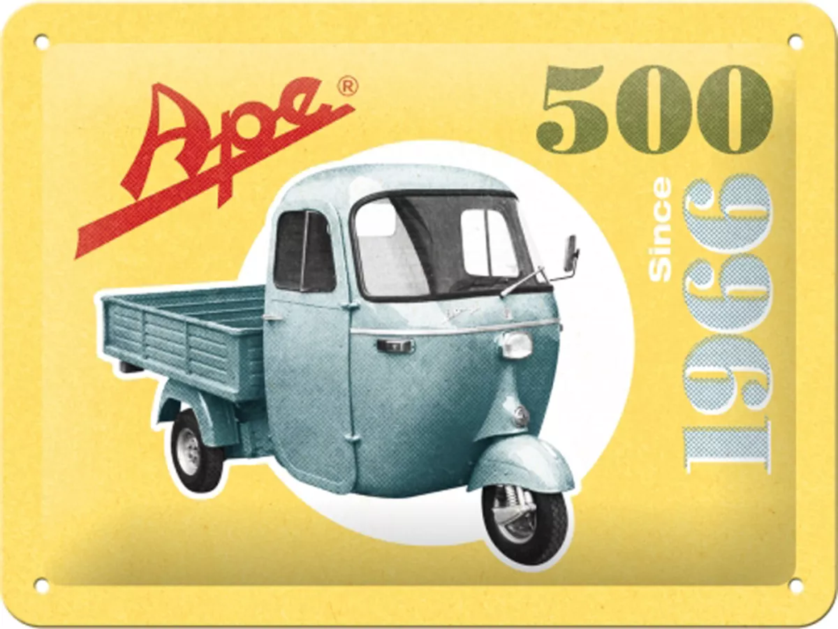 Plaque publicitaire -Nostalgic Art- Ape Ape 500 Since 1966, 15x20cm