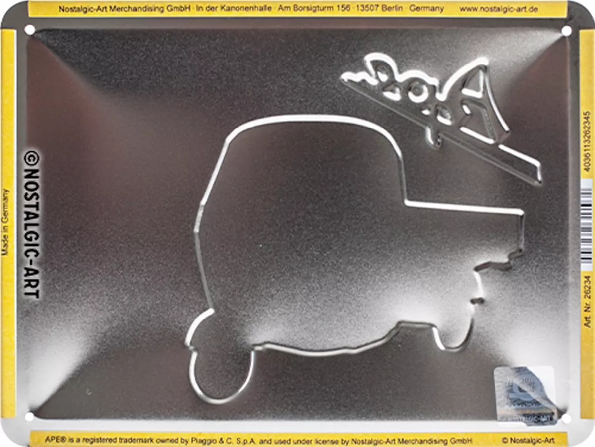 Plaque publicitaire -Nostalgic Art- Ape Ape 500 Since 1966, 15x20cm