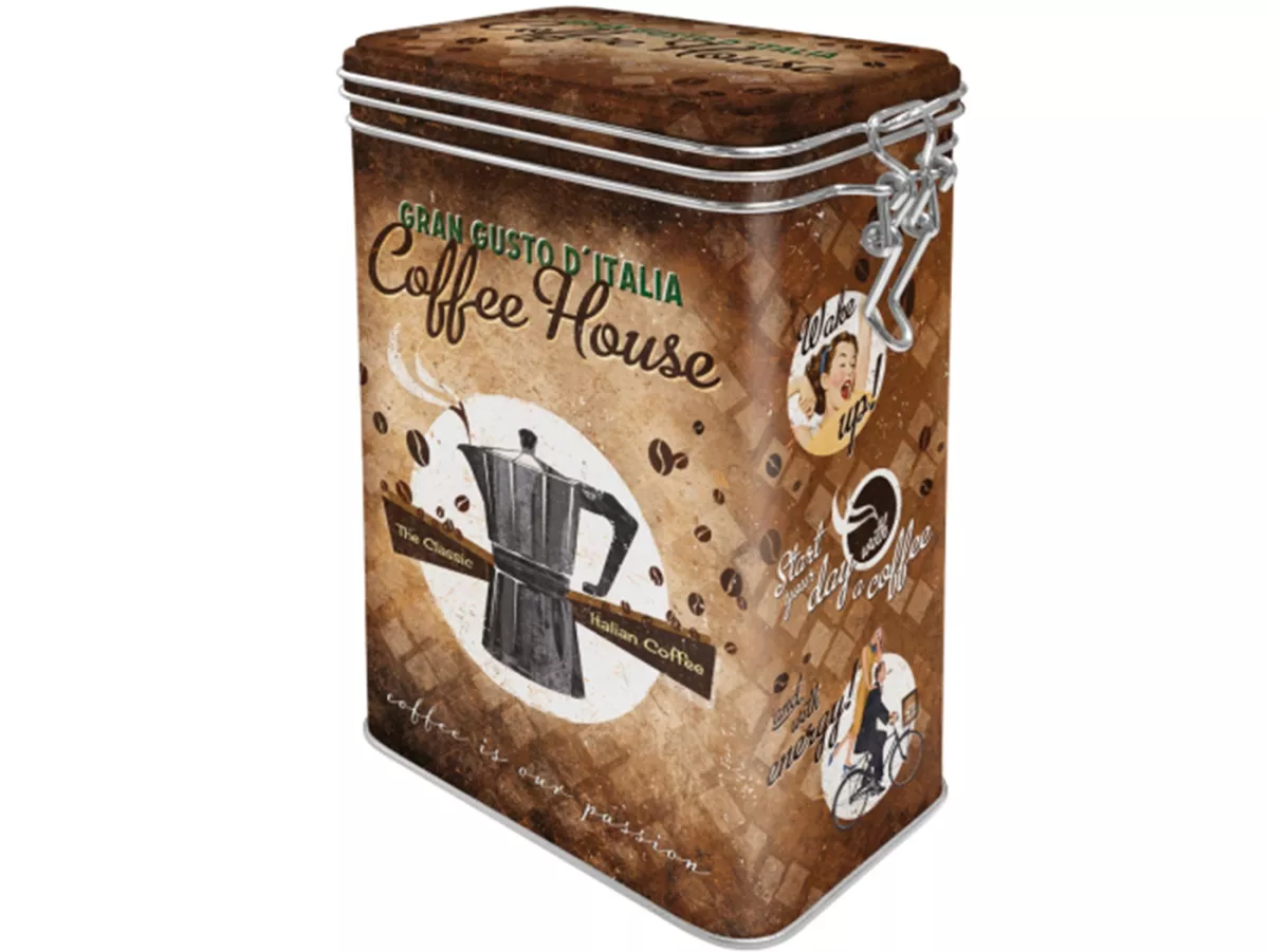 Kaleng kopi, kaleng rasa -Seni Nostalgia- Rumah Kopi - 7,5x11x17,5cm (1,3 liter)