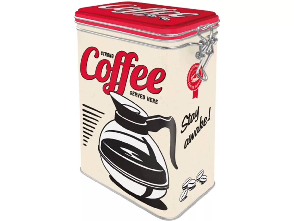 Kaffeedose, Aromadose -Nostalgic Art- Strong Coffee Served Here - 7.5x11x17.5cm (1.3l)